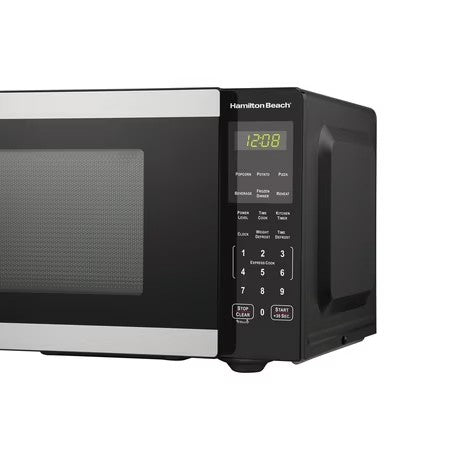Hamilton Beach 0.9 Cu ft Countertop Microwave Oven, 900 Watts, Stainless Steel, New -L12-0570