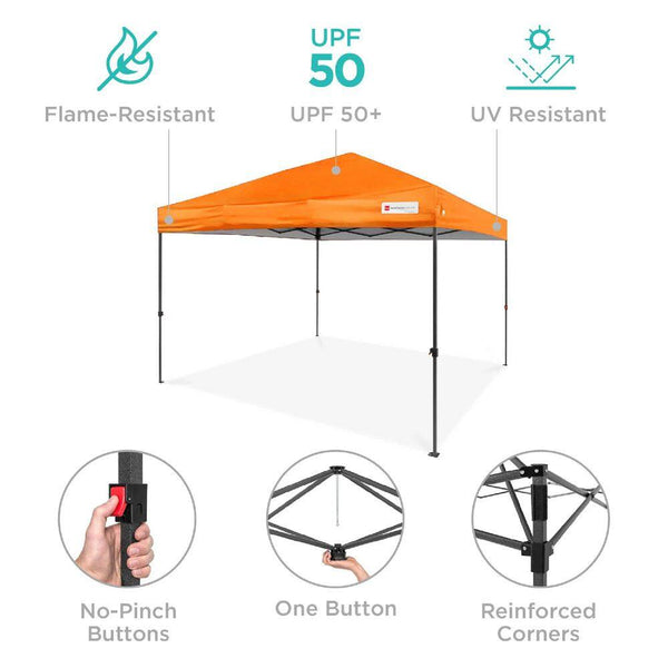 12 ft. x 12 ft. Orange Easy Setup Pop Up Canopy Instant Portable Tent with 1-Button Push and Carry Case - D9 - 1322