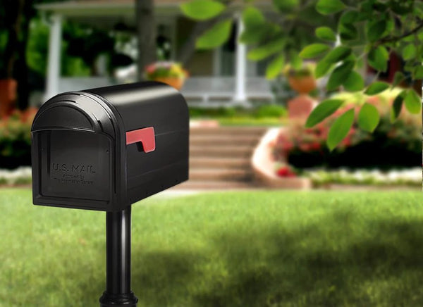Architectural Mailboxes Post Mount Black Metal Mailbox 241