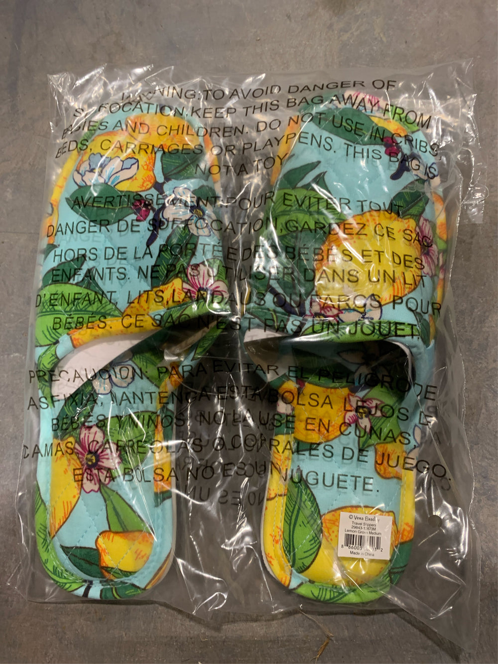 Vera Bradley Lemon Grove Travel Slippers Womens Medium 7-8 Slip on Mules Comfort -A4-1060 -A4-1061 -A4-1062 -A4-1063 -J5-1575 -J5-1576 -J5-1577 -J5-1578