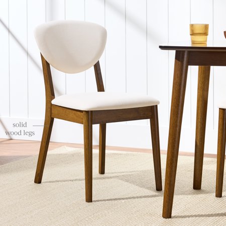 Best Choice Products 2-Piece Mid-Century Modern Wood & Upholstered Dining Chair Set - Walnut/Cream - A5 - 1431