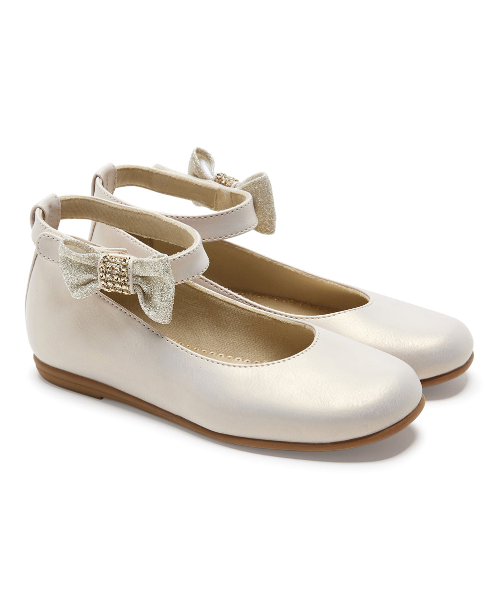 Rachel Girls Shimmer Flower 1-Strap Shoes - Beige 12 Toddler - C14 - 560