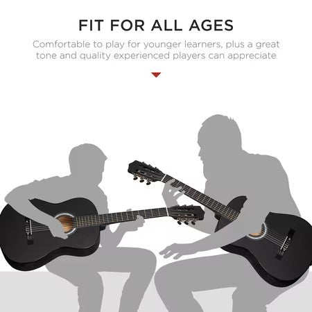 Best Choice Products 38in Beginner Acoustic Guitar Starter Kit w/ Gig Bag, Strap, Digital Tuner, Strings - Matte Black -K2-0366