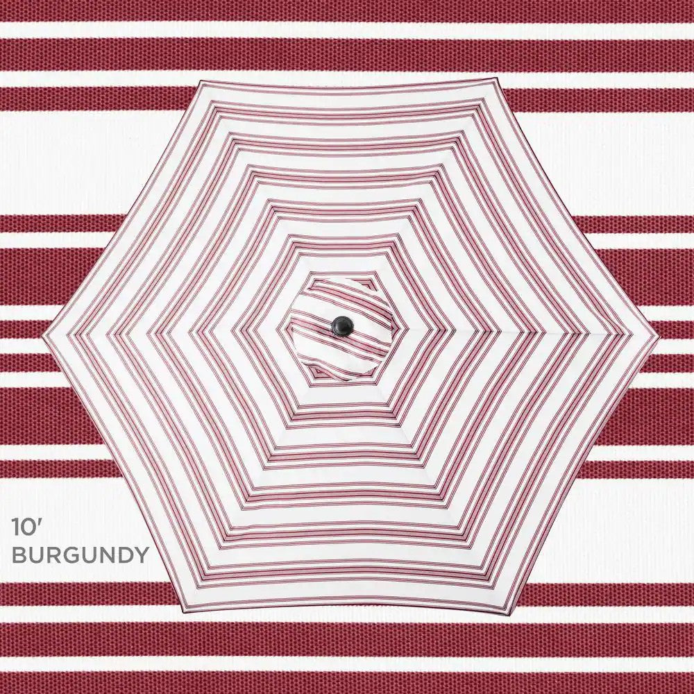 10 ft. Steel Market Tilt and Crank Patio Umbrella in Burgundy Stripe -F4-2000