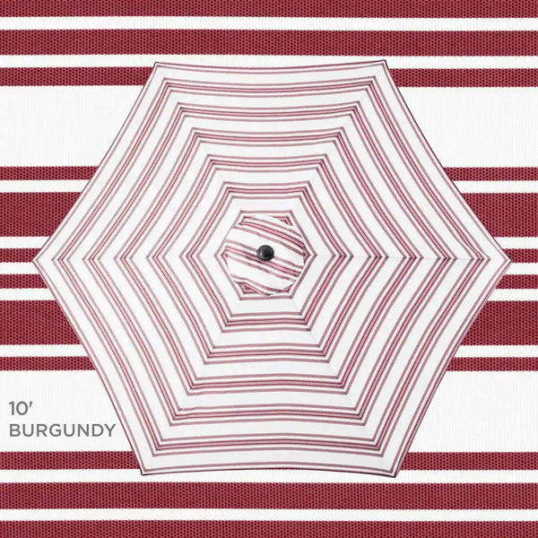 10 ft. Steel Market Tilt and Crank Patio Umbrella in Burgundy Stripe -F4-2000