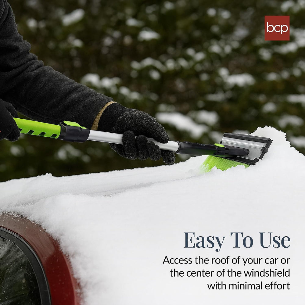 Best Choice Products Snow Brush with Squeegee & Ice Scraper, Up to 39" Extendable Foam Grip, 270  Pivoting Snow Brush for Car Truck SUV, Storage Bag Included - Lime - K6 - 447