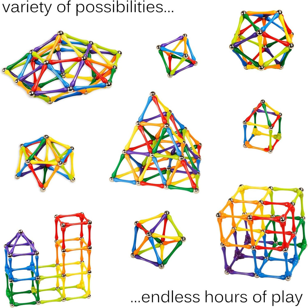 Goobi 180 Piece Magnetic Building Sticks Blocks Tiles Toy Magnet 3D Construction Set STEM Educational Toys for 3 4 5 6 7 8 Year Old Kids Boys Girls Adults with Storage Box and Instruction Guide 1280