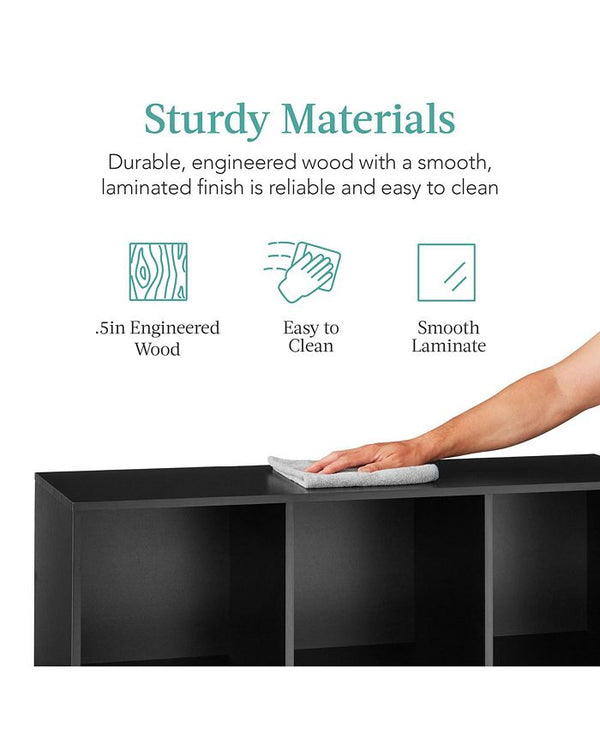 Best Choice Products 6-Cube Bookshelf, 11in Display Storage System, Organizer w/ Removable Back Panels - Black - L9-1574