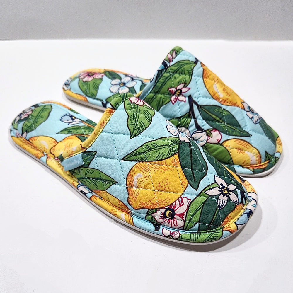 Vera Bradley Lemon Grove Travel Slippers Womens Medium 7-8 Slip on Mules Comfort -A9-0576 -A9-0578