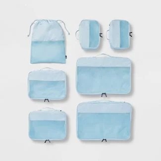 7pc Packing Cube Set Muddy Aqua - Open Story  - 971