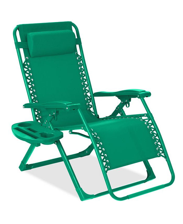 Best Choice Products Monochromatic Zero Gravity Chair, Folding Patio Recliner w/Side Tray, Headrest - Green - H3 - 1611
