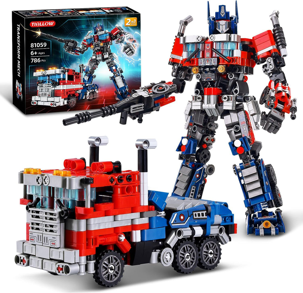 Transform Sets Robot Building Block Toys 2 in 1 STEM Robotics Transforming Truck Mech Building kit Compatible with Lego Christmas Birthday Gift for Adults Boys Age 8-12 (Blue) 1279