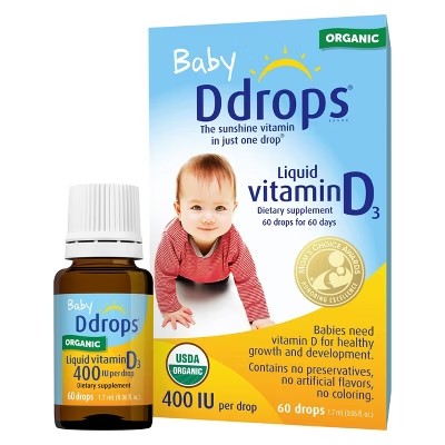 (Lot of 2) Ddrops Baby Vitamin D 400 IU Organic Liquid Drops - 0.06 fl oz - K9-1995