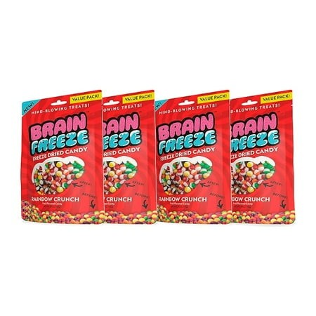 Brain Freeze Rainbow Crunch Freeze-Dried Candy   Sweet & Tangy Gourmet Snack - 4 Pack - B57