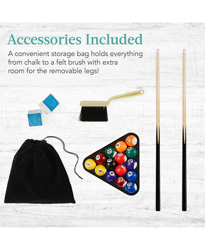 Best Choice Products 40in Tabletop Billiard Table, Pool Arcade Game Table w/ 2 Cue Sticks, Ball Set, Storage Bag - Green - NO SIZE -M4-1570