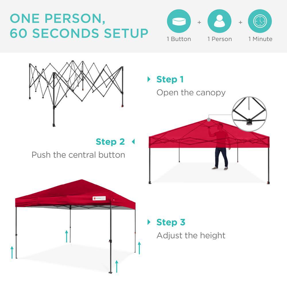10 ft. x 10 ft. Red Easy Setup Pop Up Canopy Instant Portable Tent w/1-Button Push and Carry Case - B3 - 452