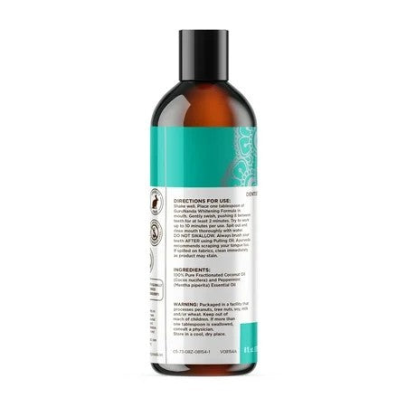 GuruNanda CocoMint Oil Pulling Natural Mouthwash with Essential Oils & Vitamins D3,E,K2 - Toothbrush & Tongue Scraper - 8 oz 1476