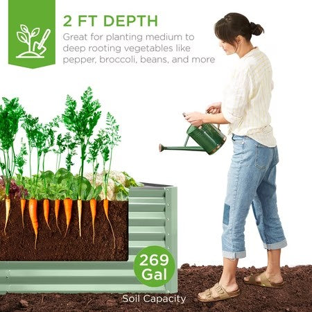Best Choice Products 6x3x2ft Outdoor Metal Raised Garden Bed for Vegetables Flowers Herbs - Gun Metal - H2 - 1992