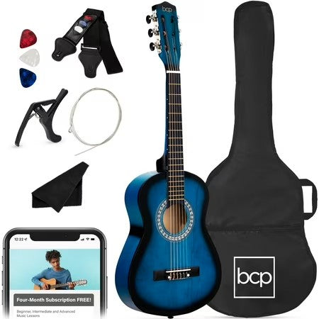 Best Choice Products Walmart Exclusive 38in Beginner Acoustic Guitar Starter Kit w/ Gig Bag, Strap, Extra Strings - Walmart Blue - F10 - 1068