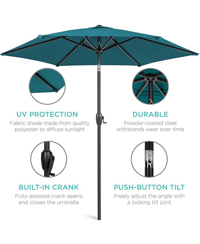 Best Choice Products 7.5ft Heavy-Duty Outdoor Market Patio Umbrella w/ Push Button Tilt, Easy Crank - Blue -J1-0324