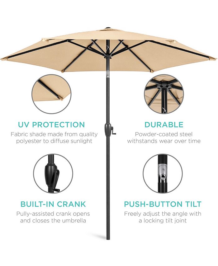 Best Choice Products 7.5ft Heavy-Duty Outdoor Market Patio Umbrella w/ Push Button Tilt, Easy Crank - Tan/Beige - L3 - 368