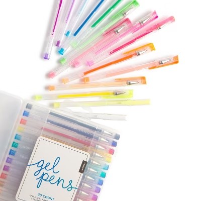 30ct Gel Pens in Case - U Brands: Multicolored 0.7mm Glitter & Colored Pens for Girls, Art & Stationery, Non-Toxic, Teacher Supplies - C11 - 490