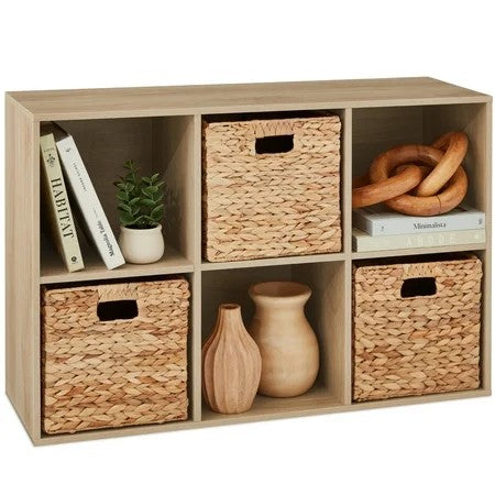 Best Choice Products 6-Cube Bookshelf, 11in Display Storage System, Organizer w/ Removable Back Panels - Light Oak 1258b