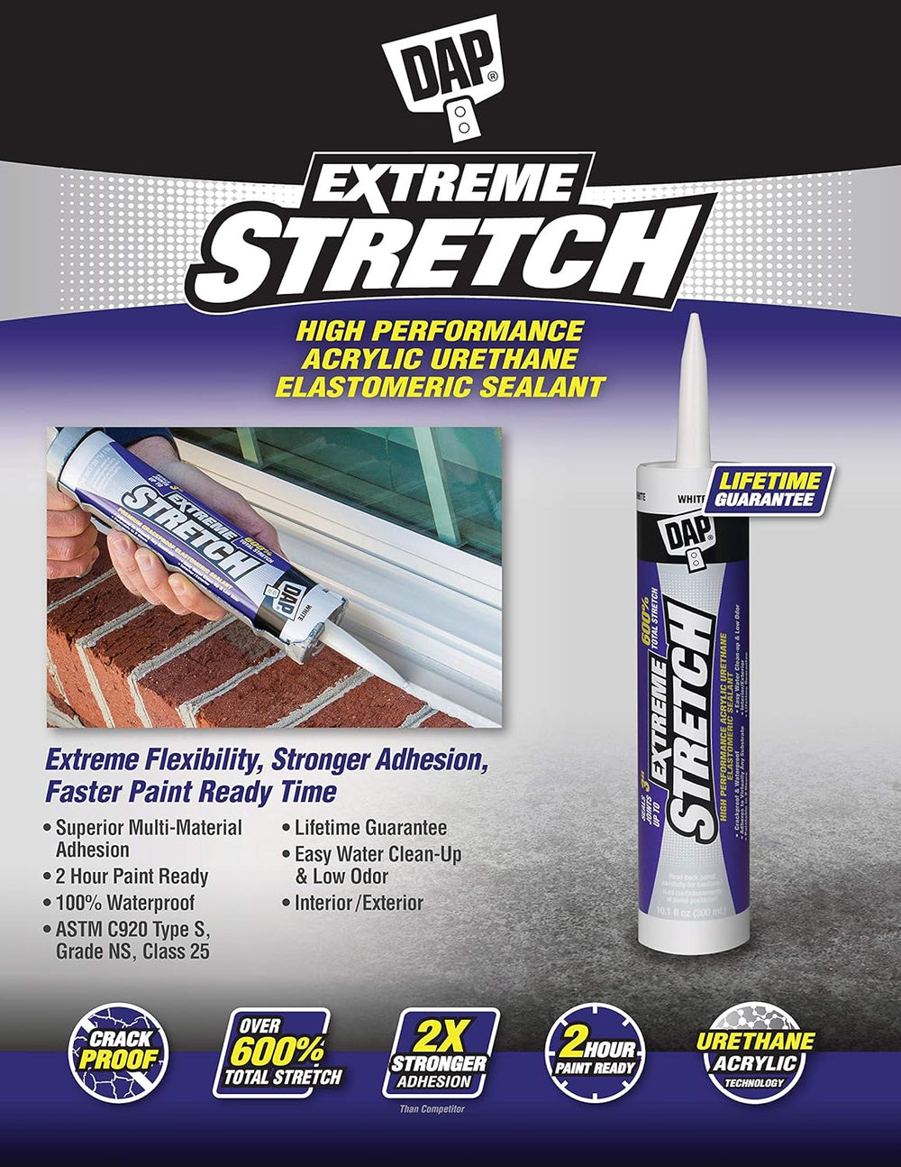 Qty 5 - DAP 7079818715 Extreme Stretch Wht 10.1 O Raw building material, WHITE 1399