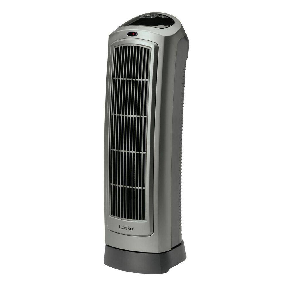 Lasko 1500W 23 in. Gray Electric Tower Ceramic Space Heater with Digital Display, Thermostat and Remote Control - L12 - 585