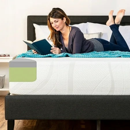 Best Choice Products 12in Full Size 2-Layer Medium-Firm Charcoal Gel & Green Tea Infused Memory Foam Mattress L145