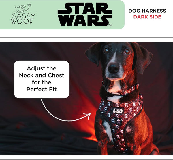 Sassy Woof Dog Adjustable Harness - Star Wars  The Dark Side - XL, Breathable Mesh, No Pull Design with Two D-Rings, Patented Design, Perfect for XL Dogs and Puppies - L13 - 623