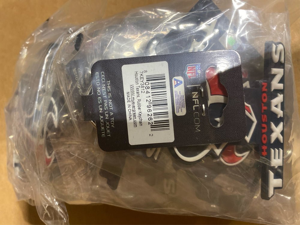 (Lot of 15) Team Sports America NFL Houston Texans Bold Sporty Rubber Keychain - 5" Long x 3" Wide x 0.2" High - G14 - 287