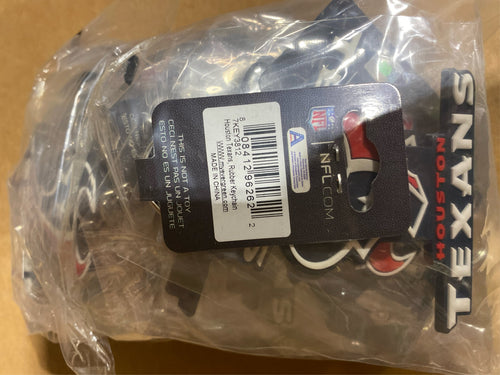 (Lot of 15) Team Sports America NFL Houston Texans Bold Sporty Rubber Keychain - 5" Long x 3" Wide x 0.2" High - G14 - 287