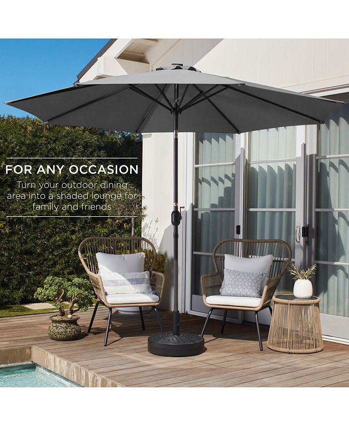 Best Choice Products 10ft Outdoor Steel Market Patio Umbrella w/ Crank, Tilt Push Button, 6 Ribs - Gray - No Size - F2 - 104