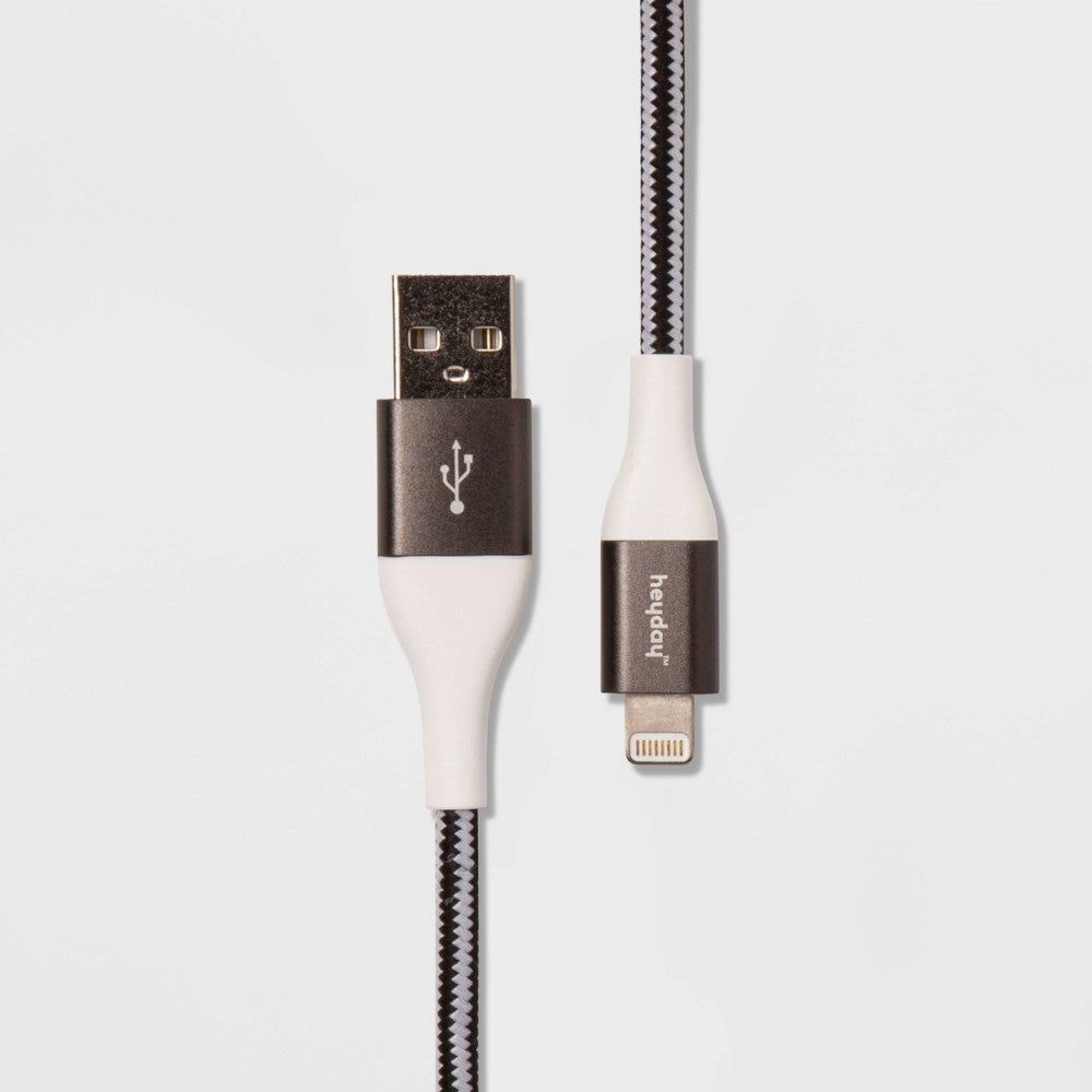 Pack of 2 - 10' Lightning to USB-a Braided Cable - Heyday  Black/White/Gunmetal - C4 - 348