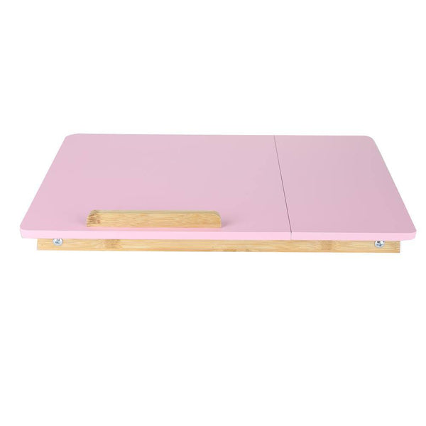 Eco-Friendly Adjustable Bamboo Laptop Bed Tray with Drawer, Pink - E11 - 239