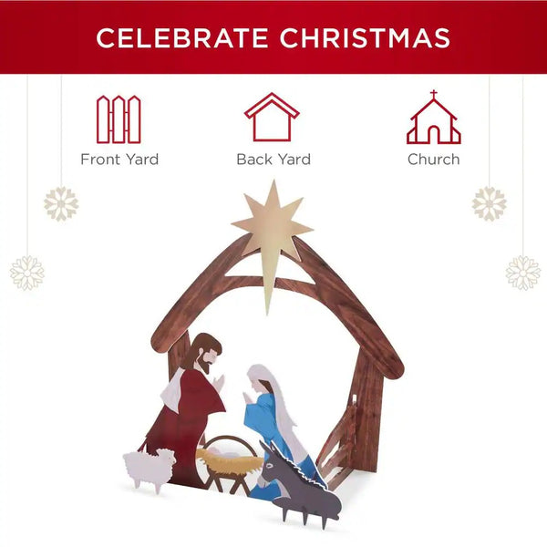 48 in. Christmas Outdoor Nativity Scene, Weather-Resistant Yard Decor - Multicolored - H5 - 1041