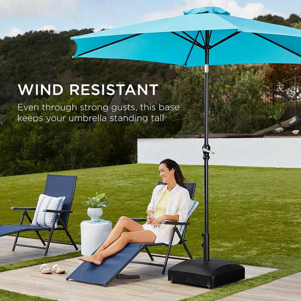 Best Choice Products 123lb Capacity Fillable Mobile Umbrella Base Heavy Duty Market Stand for Patio, Deck, Poolside w/ 4 Wheels, 2 Locks, 2 Knobs, Wind-Resistant Design - Black 1430