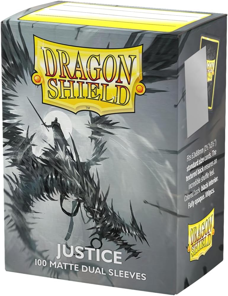 Dragon Shield | Matte Dual Standard Size Card Sleeves | 100 CT - Smooth & Tough Premium TCG Sleeves - Compatible with Pokemon, Flesh & Blood, One Piece & Magic The Gathering | Justice - J31