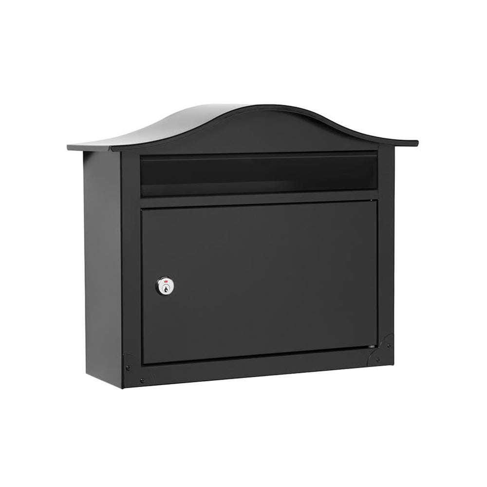 Architectural Mailboxes The Saratoga Galvanized Steel Wall Mount Black Locking Mailbox 1918