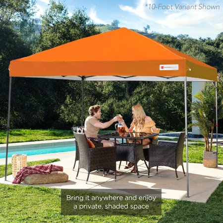 Best Choice Products 12x12ft Easy Setup Pop Up Canopy w/ 1-Button Setup, Wheeled Case, 4 Weight Bags - Orange - G7 - 224