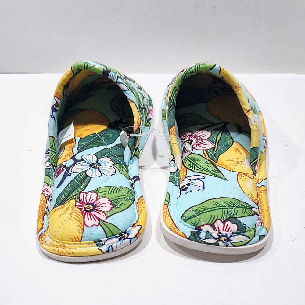 Vera Bradley Lemon Grove Travel Slippers Womens Medium 7-8 Slip on Mules Comfort -A9-0576