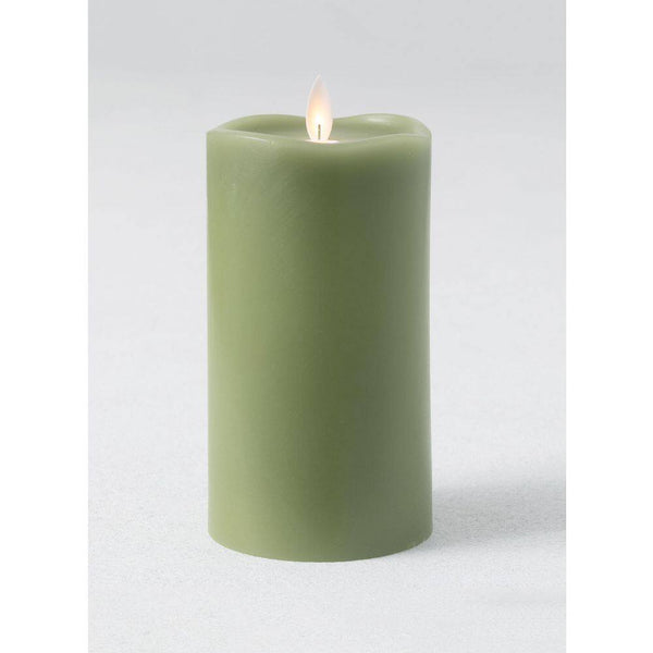 8 in. Green Wave Top Smooth LED Pillar Candle -K9-0110