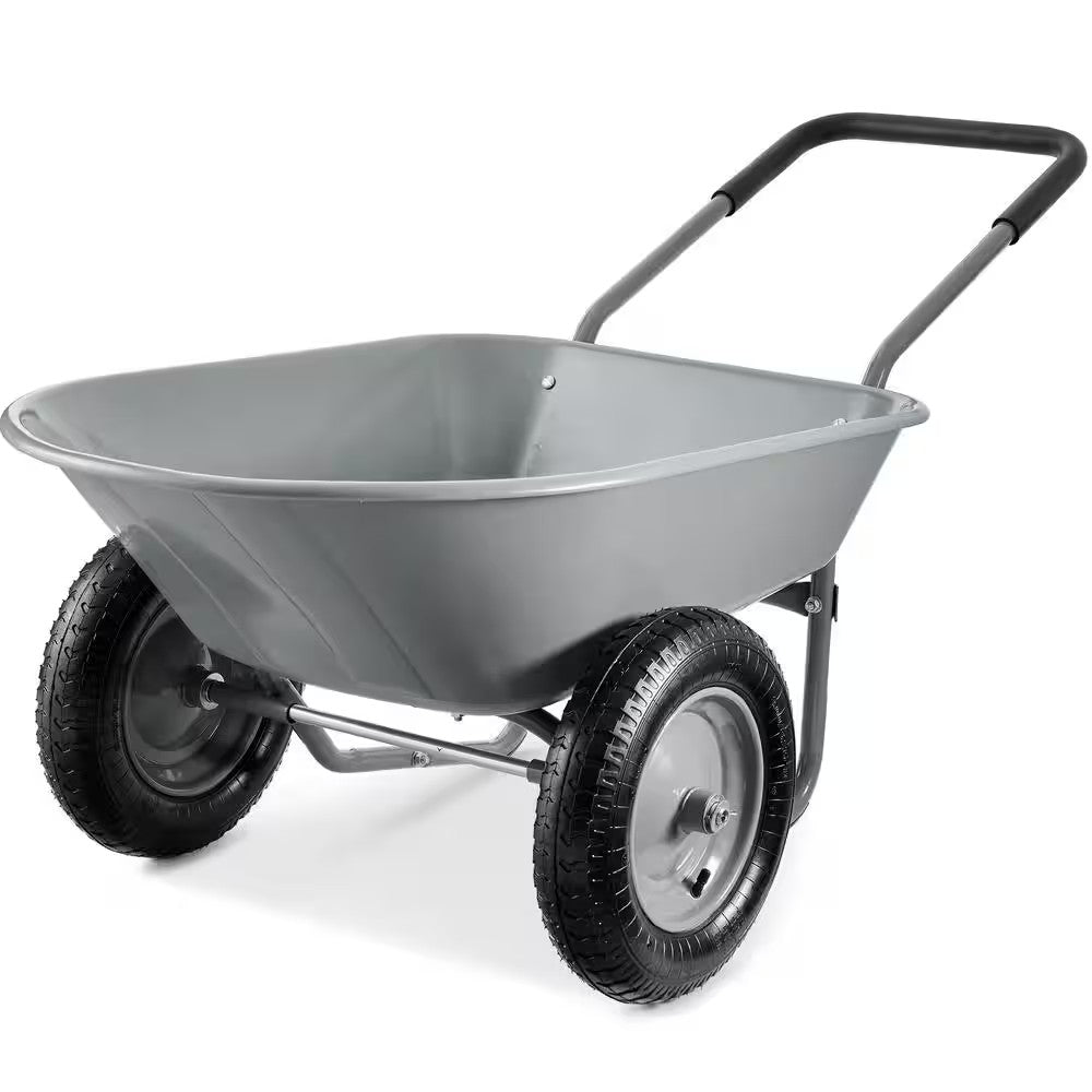 5 cu. ft. Gray Plastic Wheelbarrow with Padded Handles - M1 - 362