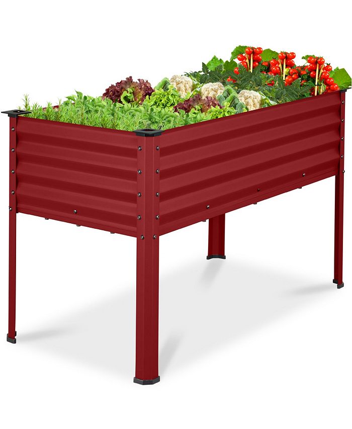 Best Choice Products 48x24x30in Elevated Galvanized Metal Garden Bed w/ Corner Protectors - Red - 1614