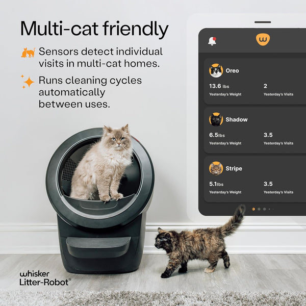 Litter-Robot 4 Supply Bundle by Whisker, Black - Automatic, Self-Cleaning Cat Litter Box, Includes Litter-Robot 4, 3 OdorTrap Refills, 10 Liners, 30 Cleaner Wipes, & 2 Carbon Filters 298 - D2