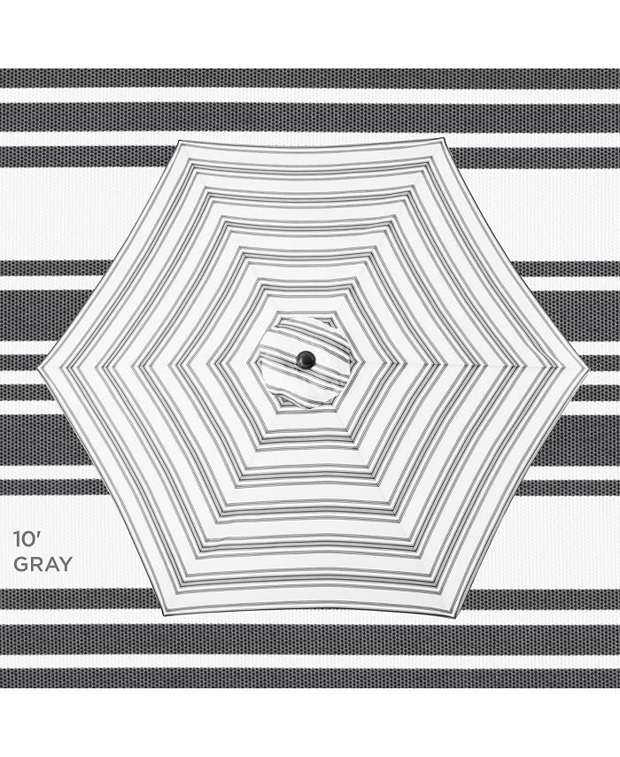 Best Choice Products 10ft Outdoor Steel Striped Market Patio Umbrella w/ Crank, Tilt Push Button, 6 Ribs - Gray - L2 - 339