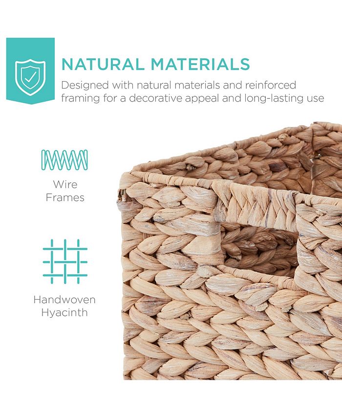 Best Choice Products 10.5x10.5in Hyacinth Storage Baskets, Set of 5 Multipurpose Collapsible Organizers - White - No Size -E3-1957