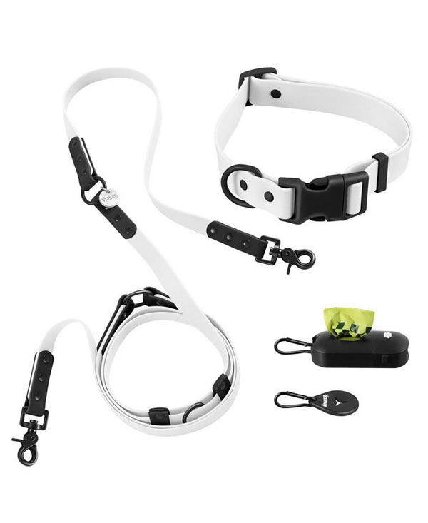 THE LICKER STORE, Luna 8FT Adjustable 6-in-1 Waterproof Hands-Free Leash and Collar with LED Flashlight, Bag Dispenser, and Poop Bag Holder - Multi - Large -J12-0633