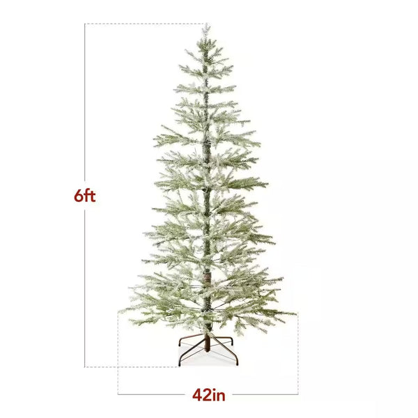 6 ft. Pre-Lit LED Flocked Sparse Artificial Christmas Tree with 200 2-in-1 Lights 880